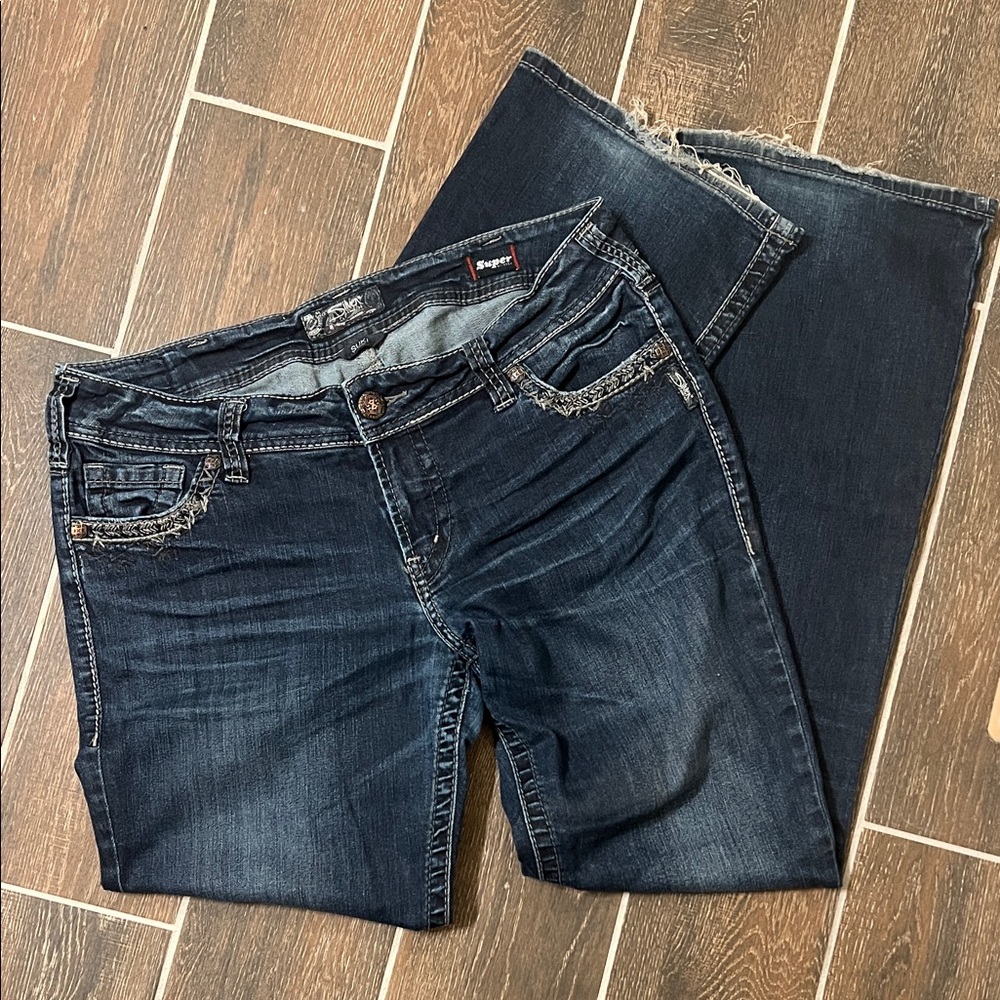 Silver Suki Boot Cut Deep Indigo Jeans 34/33